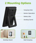Wireless Indoor Outdoor Thermometer Weather Station with Clock showing desktop stand and wall hanging options.
