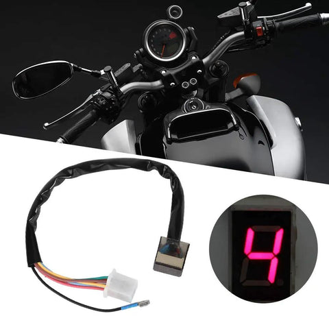 Motorcycle Gear Position Indicator With LED Display And Clutch Lever Sensor 5 Speed Digital Gear Indicator and wiring harness