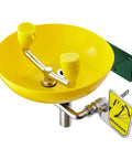 Yellow Wall Mounted Emergency Eyewash Station With Dual Spray Heads And Hands Free Activation 15 Minute Flush Traditional Series Safety Eyewash For Industrial Lab And Workplace Environments