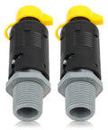 Two oil drain valves for lawn and garden equipment, black with yellow caps, compatible with AYP 181654 428287 Craftsman Cub Cadet