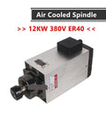 Heavy Duty 12KW Air Cooled Spindle Motor crafted as a rock solid workhorse, showing ER40 connection and robust design.