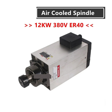 Heavy Duty 12KW Air Cooled Spindle Motor crafted as a rock solid workhorse, showing ER40 connection and robust design.
