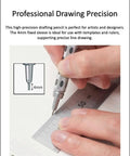 Graph Gear 1000 Mechanical Drafting Pencil 0.4mm Set With HB And 2B Leads In Black Slim Case For Designers And Artists Pro Grade Precision With A 4mm Fixed Sleeve For Templates And Rulers being used to draw precise lines with a ruler.