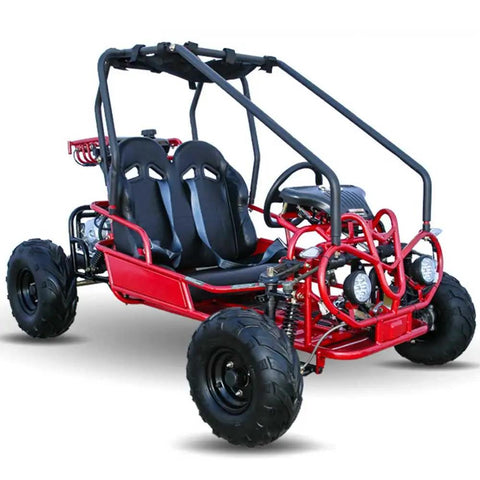 Kids 125cc Go Kart Raptor Style Fully Automatic With Reverse Blue Mid Size 4 Stroke Power Headlights Taillights Easy Start Go Kart