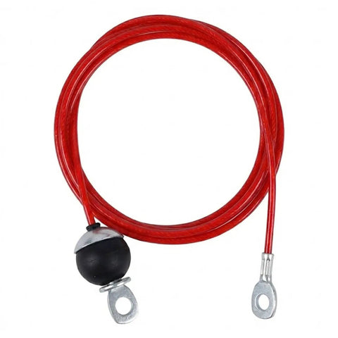 Hella Tough Steel Wire Cable Replacement For Home Gym Pulley Rigs 5mm Thick with red coating, attached hooks for easy setup.
