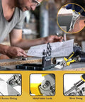 Workhorse Hand Seamer For Sheet Metal, 6 Inch Jaw Bender Pliers With Comfort Grip in use, showing ergonomic TyreGrip handle for easy bends.