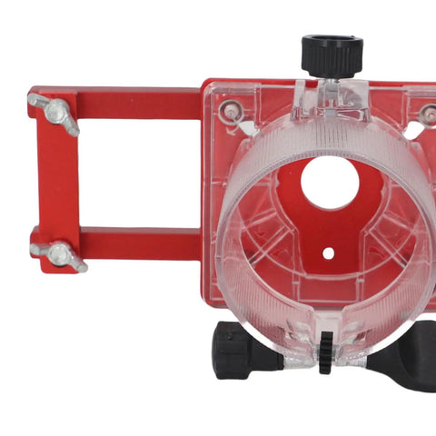 Close-up of Aluminum Alloy 2 In 1 Palm Router Base for Easy DIY Woodworking Cabinets and Closets Slotting Bracket.