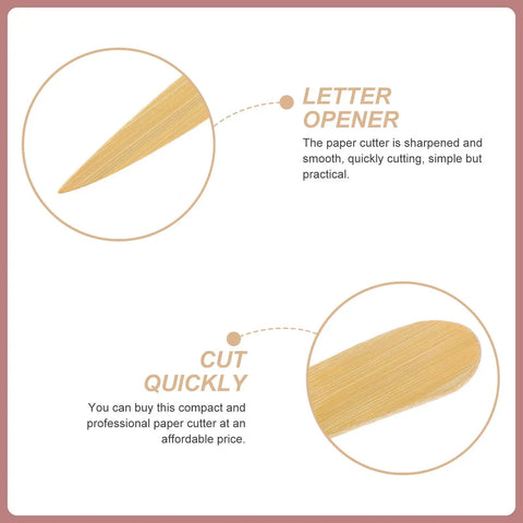 Close-up of Wooden Letter Opener Set Two Pack showing ergonomic tip and edge for easy envelope slitting.