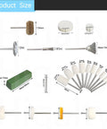 Image showing various sizes of grinding heads in the 150-Piece Polishing Buffing Wheel Set For Rotary Tool With 3mm Shank.