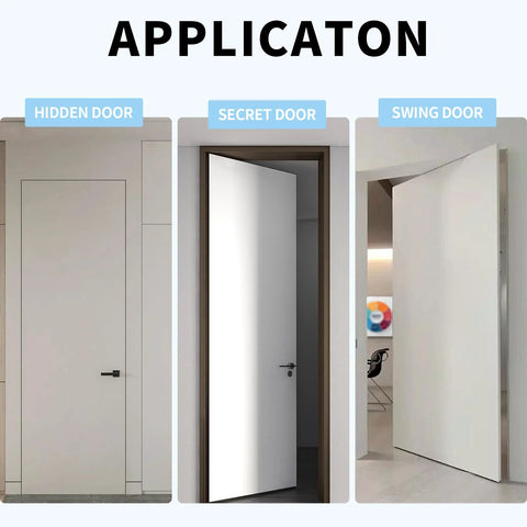 Heavy Duty Hidden Door Pivot Hinges For Wood Doors Stainless Steel Invisible Pivot Hinge With 360 Degree Rotation Installed