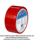 Construction Seaming Tape 8087CW, 1 Roll Red, 72 mm x 50 m, sheathing sealer for sealing and repairing moisture barriers, UV resistant