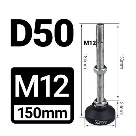 Adjustable Furniture Leveling Feet 4 Pack Wobble Fixer With Swivel Tilt Base And Height Adjustable Design Solid Steel Core Nylon Tip measuring 150mm.