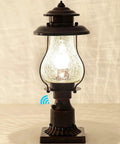 No Fuss Dusk To Dawn Outdoor Post Lights With Photocell Sensor Rustic Oil Rubbed Brown Lanterns With Crackle Glass