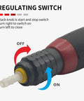 Regulating switch detail on Straight Fire Pneumatic Micro Grinder And Air Powered Polisher, showing on/off control features.