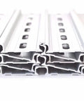 Rugged Aluminum DIN Rail Slotted RoHS Compliant, 20 Pieces, 6 Inch Long, 35mm Wide, 7.5mm High, Heavy Duty Mounting Rails stacked view
