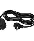 Flat Plug Extension Cord 12 Ft With Slick Space Saving Plug Design And Thin Flat Cable Low Profile Power Cord 3 Prong Grounded Wire 16 Gauge 13 Amp 125 Volt Black ETL Certified shown coiled with flat plug and 3-prong grounded end visible.