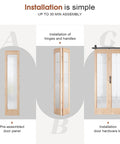Premium Built To Last Heavy Duty Bi Fold Barn Door With Frosted Glass Cross Design Preassembled 36 By 84 Inches Includes Kit