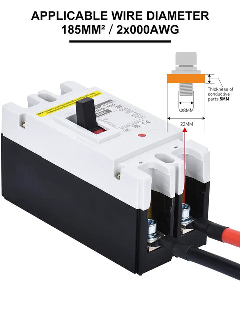 Beefy 300 Amp Battery Disconnect Switch for Power Stations and Solar Systems, DC Circuit Breaker With Thermal Magnetic Trip Protection.
