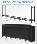 Diagram showing dimensions of 8Ft Firewood Rack With Cover For Outdoor Wood Storage Heavy Duty Beefy Steel Construction Weather Resistant