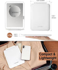 Rechargeable Travel Makeup Mirror With Light 7x5 Inch Portable Lighted Vanity Mirror 10X Magnifying LED on suitcase and hand