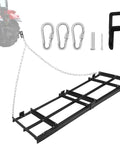 Heavy-Duty Tow-Behind Drag Harrow Driveway Grader For Gravel And Dirt, 8 Ft Power Rake in black metal with attachments