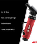 Pro-Level.6 HP Angle Die Grinder with ergonomic grip and speed control switch, ideal for heavy-duty fabrication tasks.