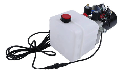 3 Quart Double Acting Hydraulic Pump 12V DC4442 For Dump Trailers And Tipper Systems Hydraulic Jacks Lift Tables Dump Bodies Leveling Equipment And Power Units, white reservoir