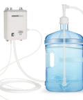 110V 30W 5 Gallon Drinking Water Pump With Adjustable Speed 60 PSI Output, white food grade pump connected to bottle