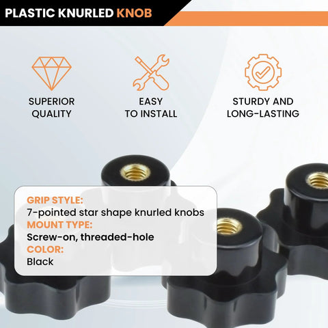 4-pack Amazon Aifeier ET M8 knurled screw-on clamping knobs, black with gold threaded inserts