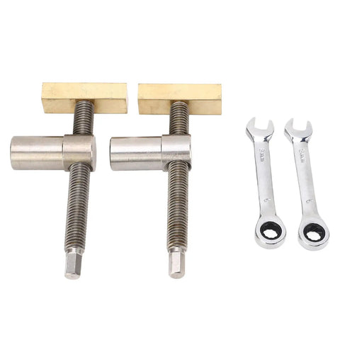 2 Pack Bench Dog Clamps For 20mm Or 7.9 Inch Holes, Stainless Steel Body With Brass Block Construction, wrench tools included