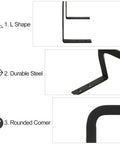 L-shaped durable steel mattress retainer bar bracket with rounded corners, part of a set of six to prevent slide.