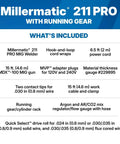 What's included with Millermatic 211 PRO MIG welder, featuring running gear, cylinder rack, and accessories list.
