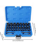 Top Tier 33 Piece Broken Bolt Extractor Set With Spiral Socket Nut Remover Kit For Cars And Trucks, CR-MO Steel Gear To Fix Rusty Bolts Fast In Your Garage Shop Or Workshop, blue case open