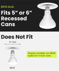 Energy Saving LED BR30 Flood Bulbs 65W Equivalent 10.5W Dimmable Damp Rated 650 Lumens 2700K Soft White E26 Base For Recessed Can