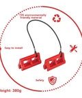 Hydraulic Steering Lock 4 Inch Steer Stop For Outboard Motors Universal For Trailering Or Transport Keeps Steering From Swinging During Travel Durable TPE Construction Clip Lock For Most Vehicles showing red TPE material, weight 380g.