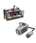 Level Up Your Build Game With Rock Solid 5 Plus 1 Speed With Reverse Transmission Gearbox Building Blocks Kit And 8883 M Motor, grey gear kit with motor.