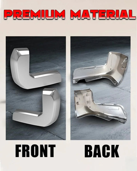 Rear bumper end cap pair in chrome for 2016–2023 Toyota Tacoma; front exterior caps and back inner mounting shells