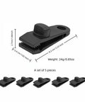 Heavy Duty Windproof Tent Clips With Anti Slip Teeth For Camping And Tarp Setups, Rugged Rope Clamps in a 5 piece set with dimensions