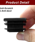Side view of 12 Pack One And One Quarter Inch Square Plastic End Caps And Plugs held in hand, showing anti-scratch and anti-dust features.