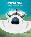 Palm-sized Mini RC Submarine Boat Remote Control Waterproof Diving Toy displayed underwater with rechargeable battery.