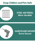 Steel and hardware mount features of Auto Close Baby and Dog Gate for Stairs and Hallways 2 In 1 Swing Doorway and Hallway Pet Gate.