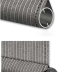 Set Of 2 Hella Sturdy Replacement Endcaps With Tight Rings For Exterior Sun Shades And Roller Blinds No Mess Quick Mount Rugged black plastic endcap showing the fabric roller shade detail.