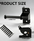 Heavy Duty Self Locking Gate Latch With Gravity Lock For Wooden Fences, Auto Lever Action Gate Lock, No Fuss Post Mount Black Gate Hardware, Door Lock For Secure Pool Garden And Shed Access, Fingertip Inside Release For Quick Open, 2.76in x 2.33in size, black steel