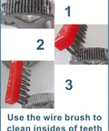 Steps to clean pipe wrench teeth with a free wire brush for Heavy Duty 16 Inch Pipe Wrench With Slip Free Grip And Lightweight Aluminum Handle