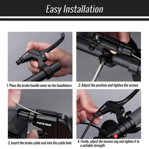 Easy installation guide for Universal Bicycle Brake Lever 4 Finger Aluminum Alloy For 22mm Handlebars Pair Grippy Ergonomic Grip Smooth Responsive Stopping For Mountain Bikes Durable Aluminum Levers For Better Control