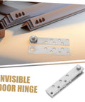 Hidden Door Pivot Hinge System For Secret Bookcase Doors, 360 Degree Stainless Steel Concealed Hinge, shown uninstalled