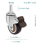 Hassle Free TPR Stem Casters With Auto Lock Brakes 360 Degree Swivel Wheels Metric M8 Thread close-up showing rubber wheel and brake.