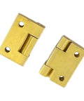 Solid Brass Furniture Hinges Set For Small Cabinets And Jewelry Boxes 19 By 12.5 mm Mini Butt Connectors on white background