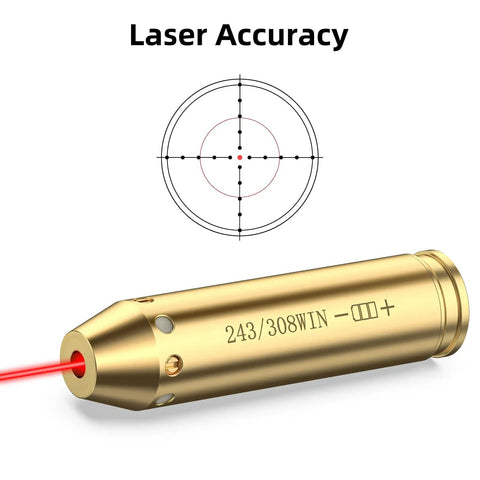 Bore Sight Laser For 243 And 308 Caliber Rifles, Red Dot Sighting Tool For Quick Zeroing, High Accuracy Laser Bore Sight