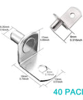 Heavy Duty L Shaped Shelf Pegs 40 Piece Set With Holes 1 4 Inch Diameter silver metal peg dimensions shown